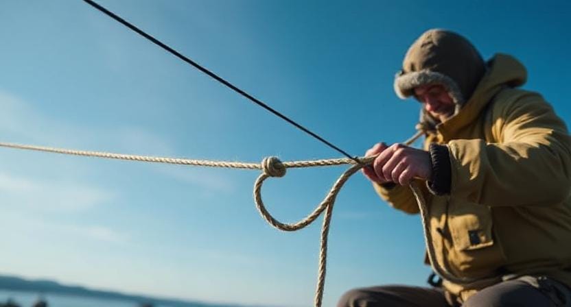 Survivalist Making The Figure Eight Knot