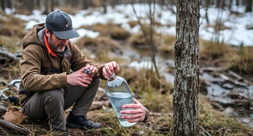 Survivalist Storing His Clean Water