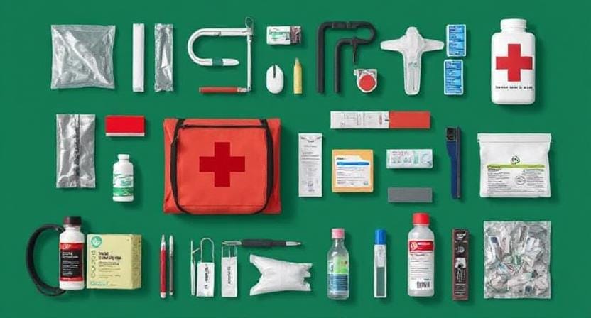 Survivalist Choosing Essential Supplies for Every Medical Kit