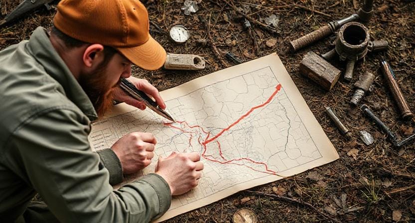 Survivalist Making Your Escape Route on Paper