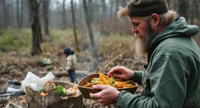 Survivalist Finding Food in a Post-Apocalyptic World