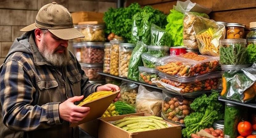 Survivalist Making a Long-Term Food Storage Plan