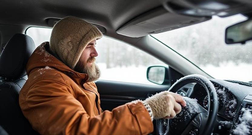 Survivalist Checking Weather Conditions Before Driving
