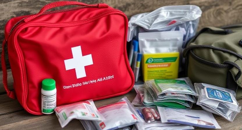 Survivalist Storing a Comprehensive First Aid Kit
