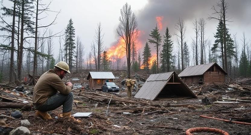 Survivalist Creating an Emergency Plan for a Natural Disaster