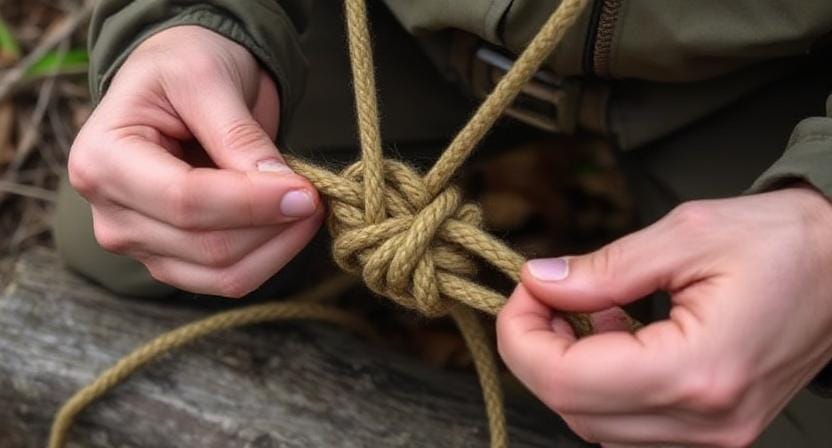 Survivalist Making The Bowline Knot