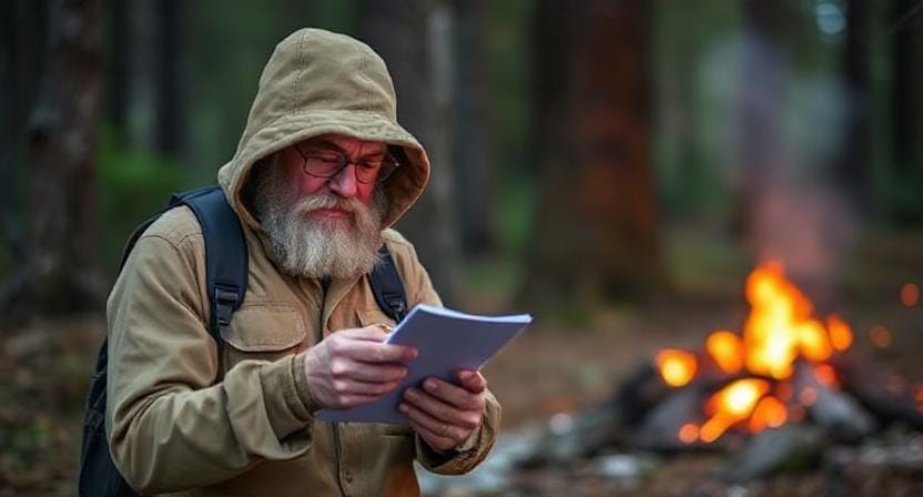 Survivalist Making Messages For Emergencies