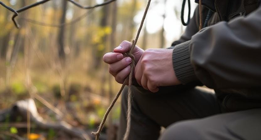 Survivalist Making The Clove Hitch