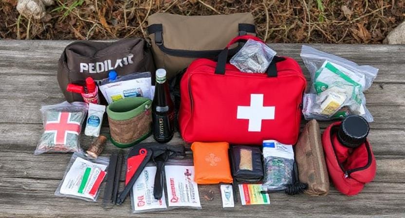 Survivalist Choosing Specialized Items for a Medical Kit