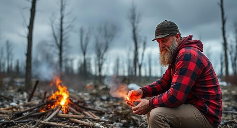 Survivalist Preparing for a Natural Disaster