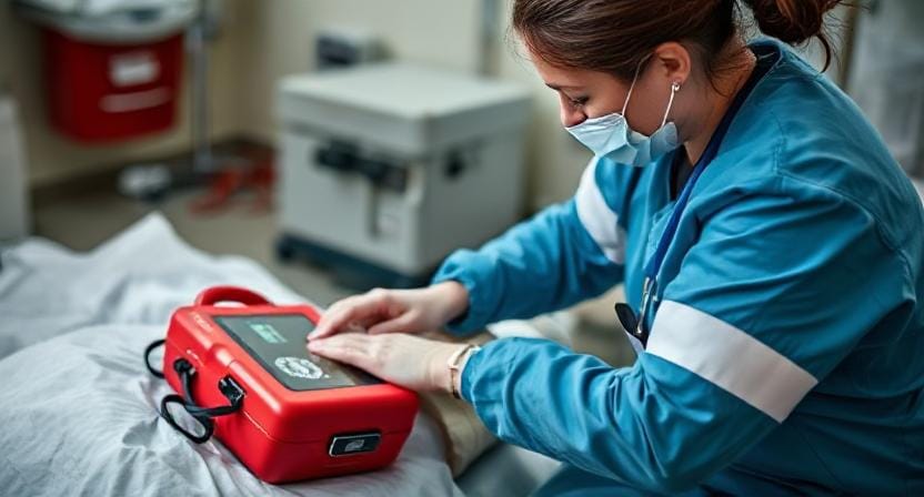 Survivalist Nurse Using an AED