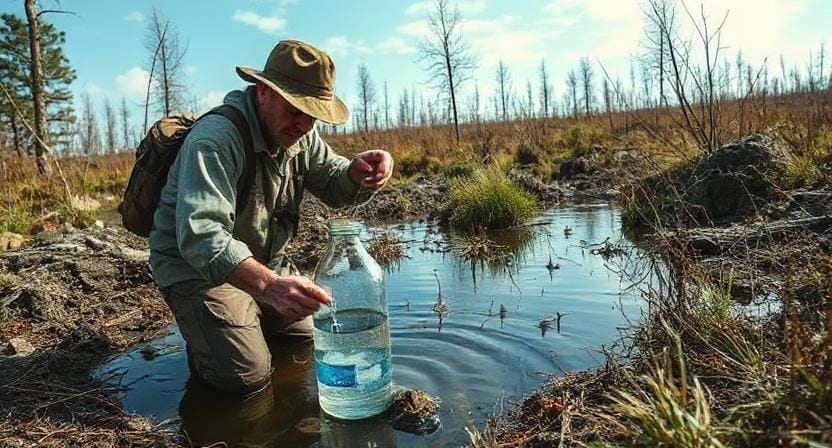 Survivalist Finding Water in a Post-Apocalyptic World