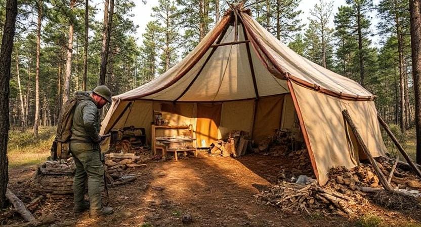Survivalist Choosing Materials a Sustainable Post-Apocalyptic Shelter