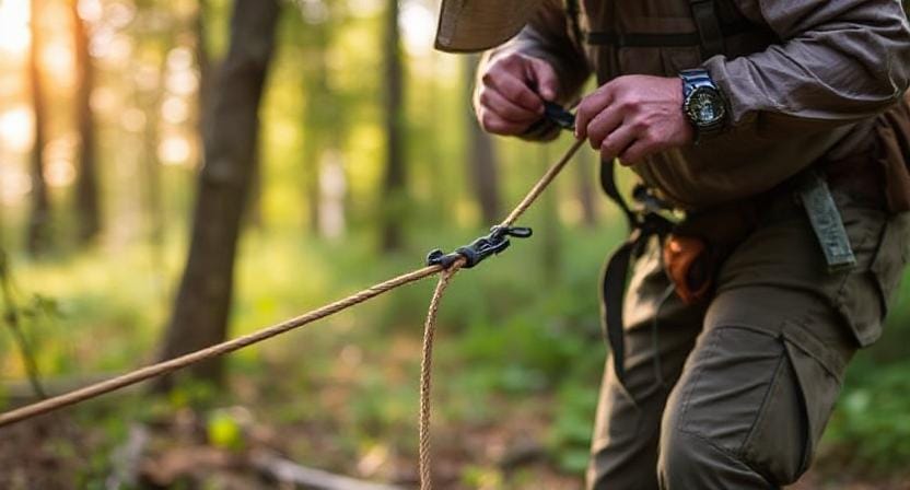 Survivalist Making The Taut-Line Hitch