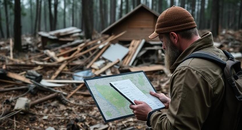 Survivalist Staying Informed During a Natural Disaster