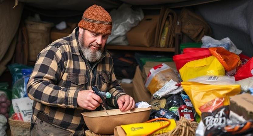 Survivalist Stocking Up on Essential Supplies