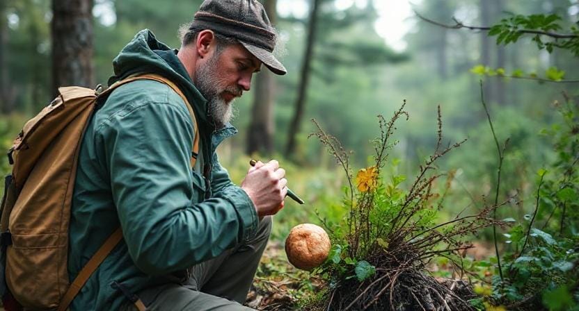 Survivalist Having Food Foraging Adventures