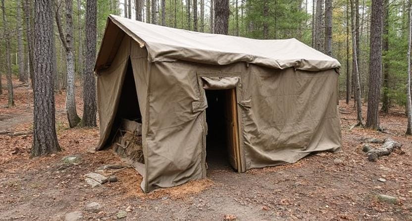 Survivalist Building a Concealed Emergency Shelter
