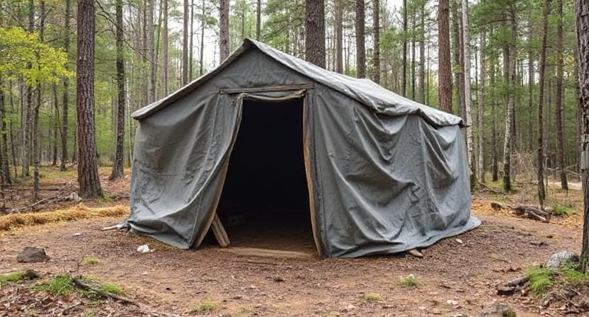 Survivalist Building an Emergency Shelter Fast