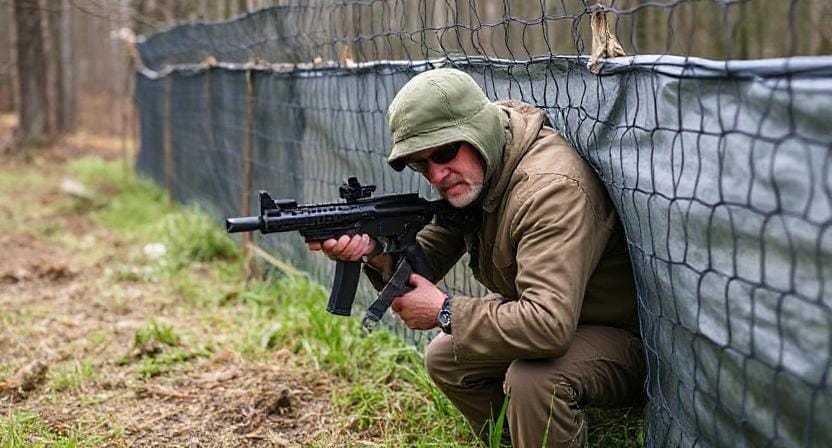 Survivalist Creating a Perimeter Defense