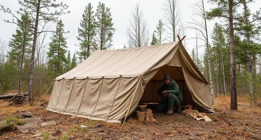 Survivalist Building a Shelter