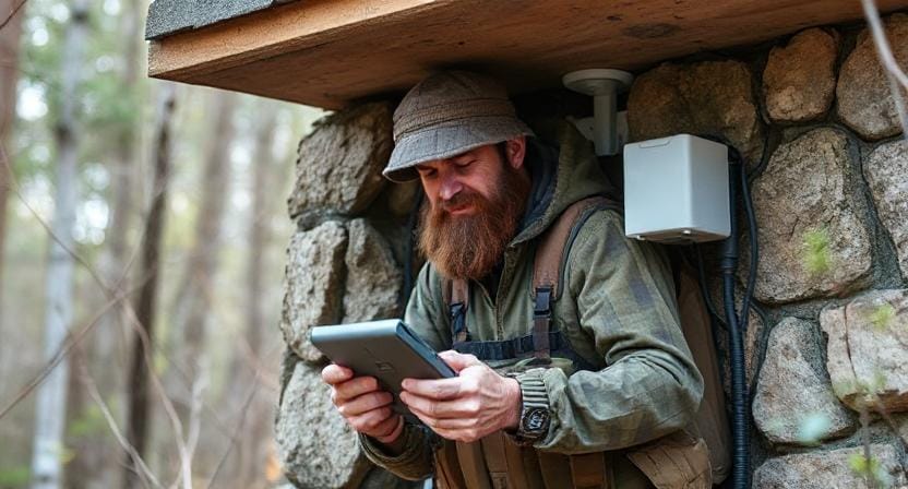 Survivalist Installing Security Systems in the Wild