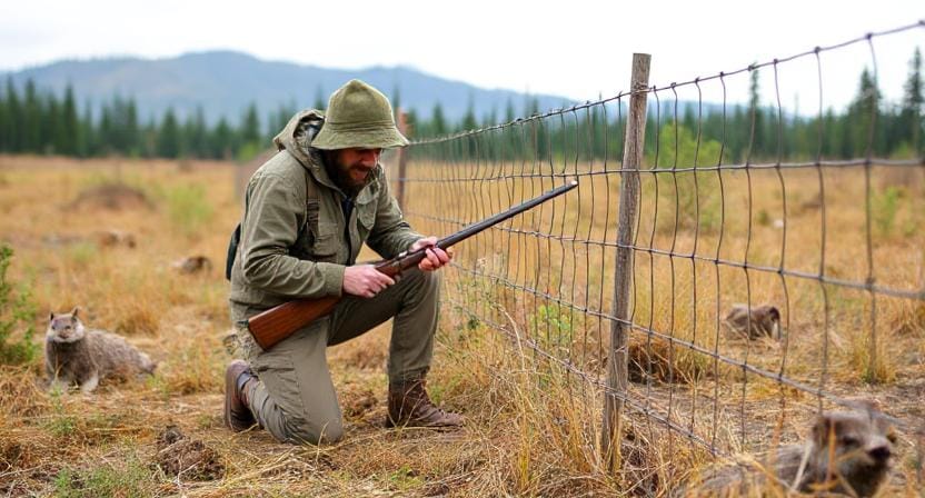 Survivalist Setting Up Fencing