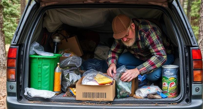 Survivalist Putting the Supplies Away