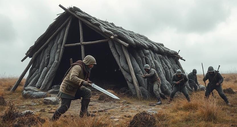Survivalist Defending Shelter from Raiders