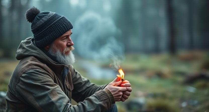 Survivalist Taking Care of Himself