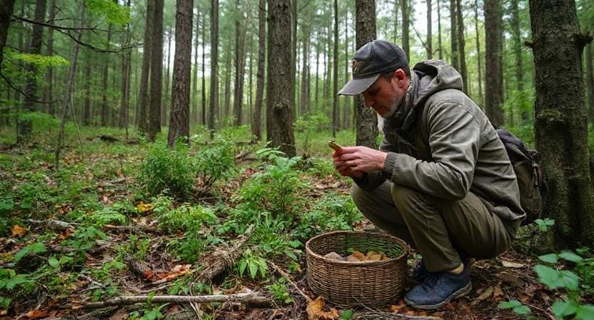 Survivalist Foraging for Food in a Forest