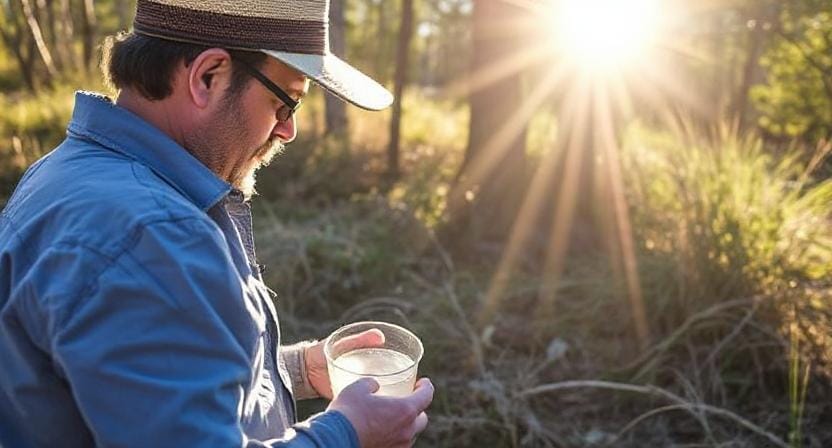 Survivalist Using The Sun to Purify Water