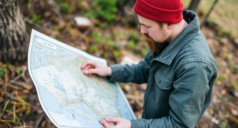 Survivalist Reading a Map