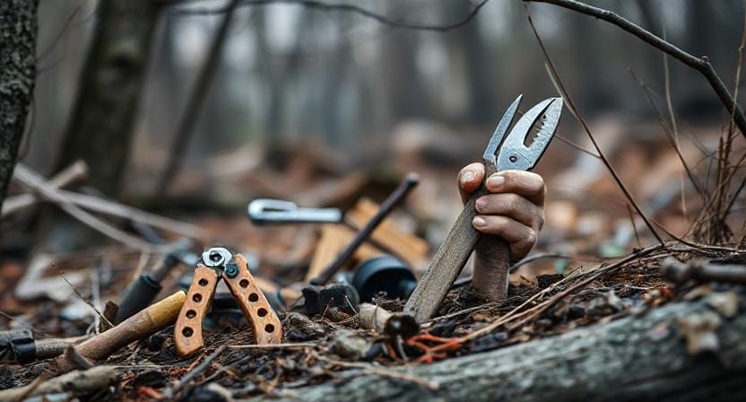 Survivalist with Hand Tools