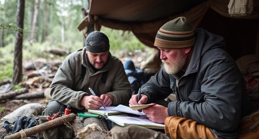 Survivalist Communicating by Writing Notes