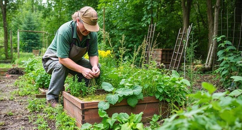 Survivalist Harvesting the Survival Garden