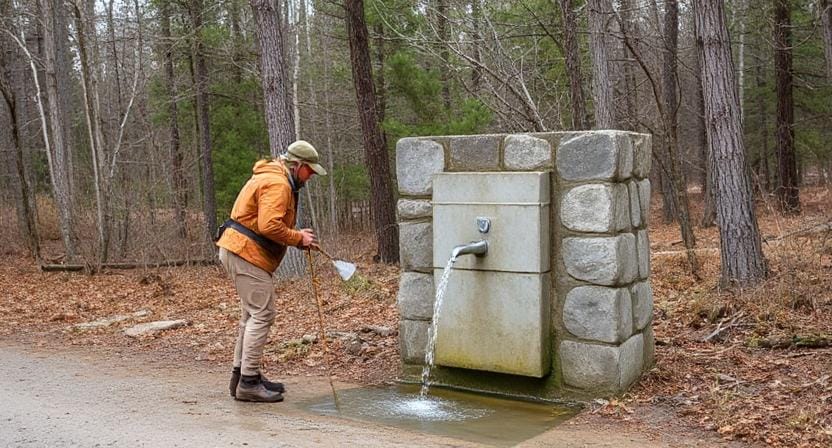 Survivalist Using Drinking Fountains as a Water Source