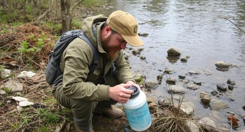 Survivalist Checking on the Water Supply
