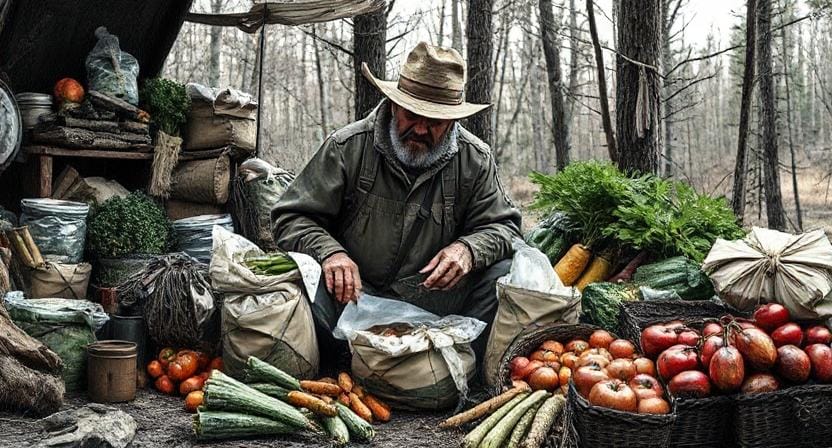 Survivalist Stocking up on Food