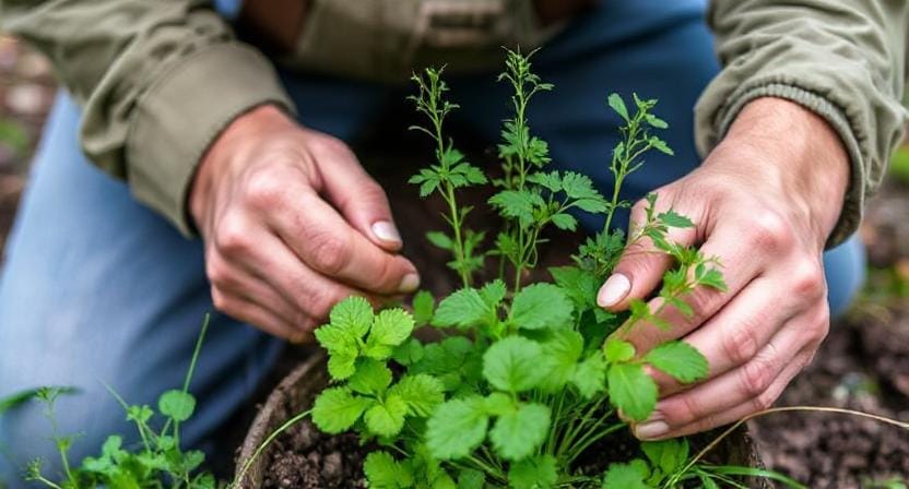 Survivalist Planting Herbs