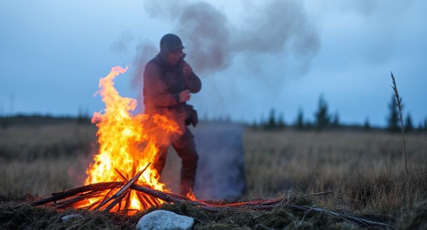 Survivalist Communicating by Using Signal Fires and Smoke Signals