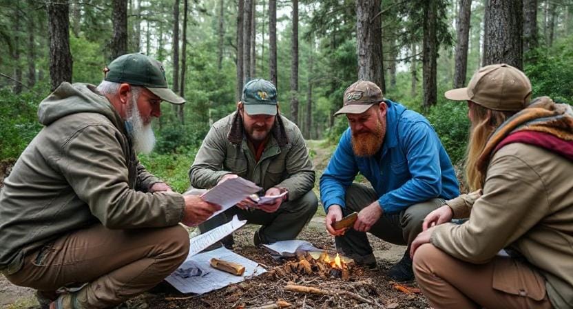 Survivalist Making Plans For Emergencies with Other Survivors