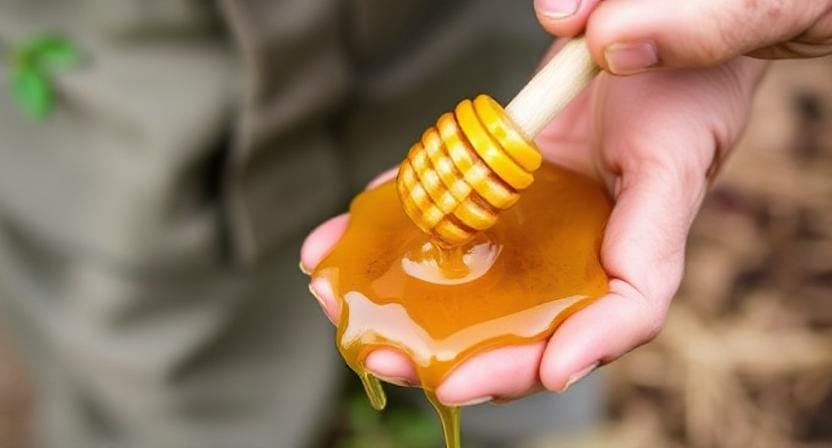 Survivalist Using Honey for Medicinal Purposes