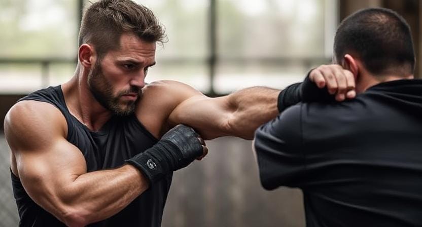 Survivalist Using an Elbow Strike in Combat