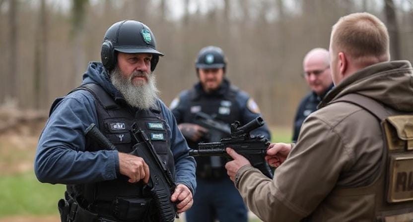 Survivalist Talking to Police About Improvised Weapons