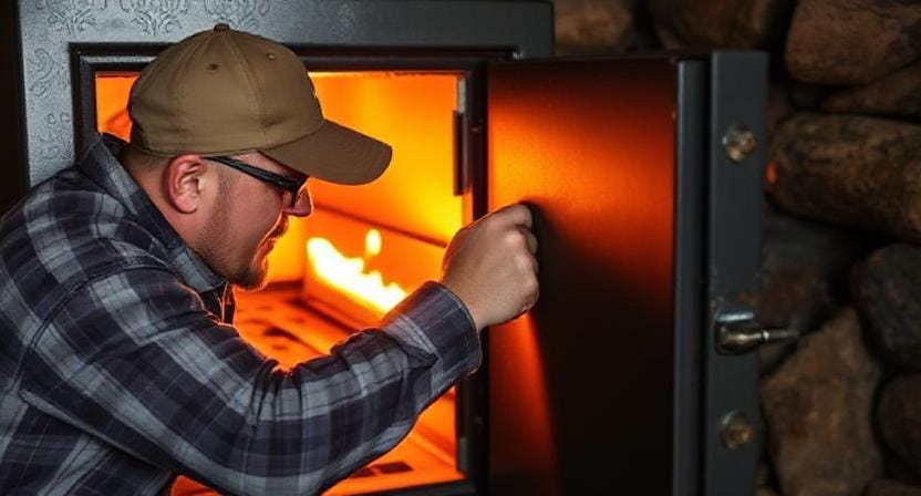 Survivalist Using Fireproof Safe