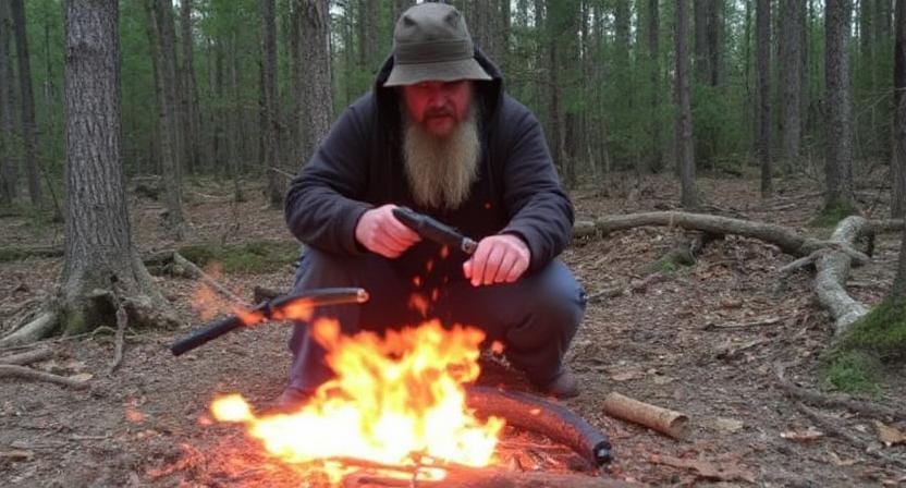 Survivalist Teaching Others How to Use Improvised Weapons