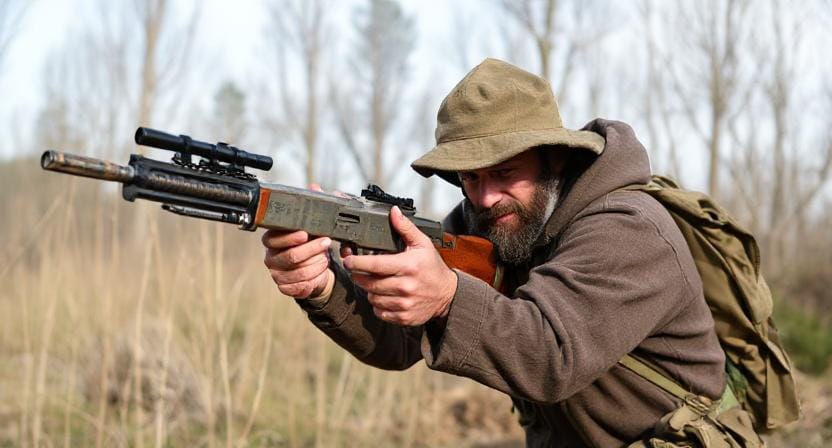 Survivalist Using an Improvised Weapon
