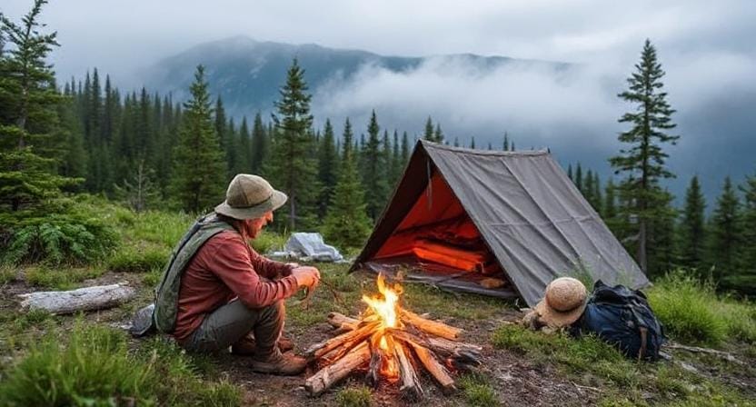 Survivalist Staying Connected with Nature