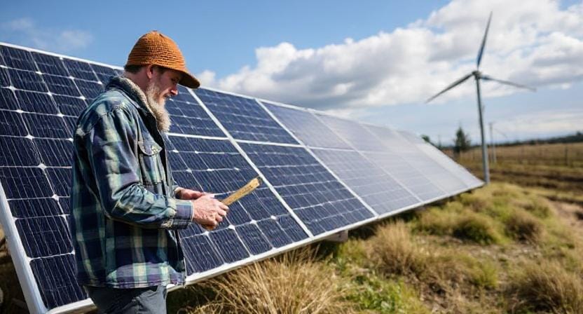 Homesteader Picking Renewable Energy Sources